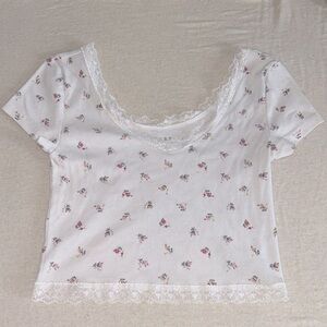 Aeropastle Lace Floral Crop Top